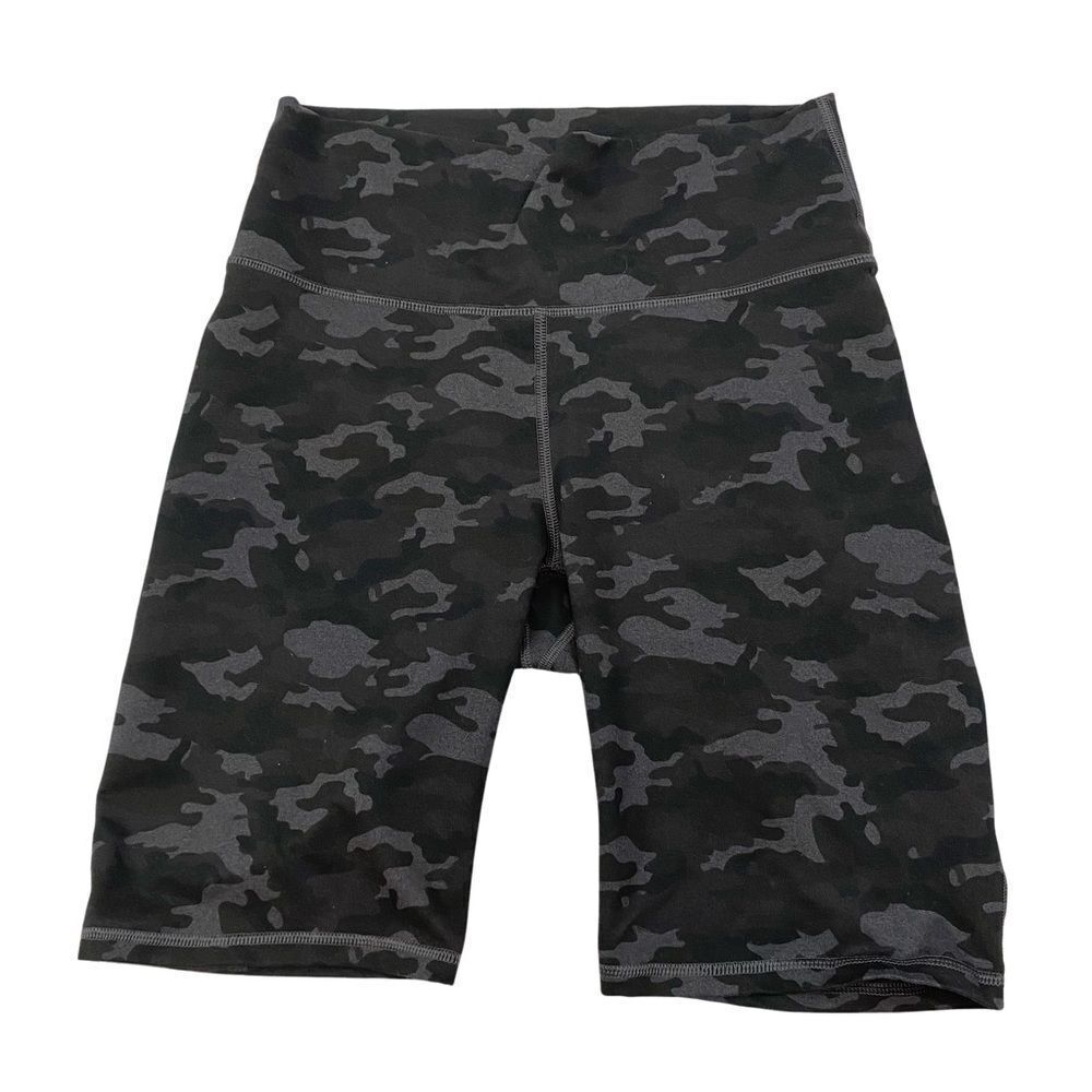 Fabletics Brand Green Black Grey Camo Bike Shorts Size Medium